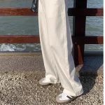 루즈핏 와이드 레그 청바지 여성용 드레이프 하이웨이스트 스트레이트 와이드 레그 바닥에 닿는 청바지 데님 팬츠 청바지 - 이미지 4