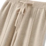 하이웨이스트 니트 울 와이드 레그 팬츠 롱 기장 드로스트링 스트레이트 캐주얼 루즈 슬리밍 가을 겨울 패션 여성용