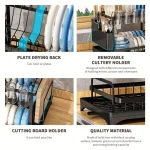 다기능 접시 건조대 - 배수판, 공간 절약형 디자인, 기구 및 컵 홀더가 포함된 녹 방지 2단 접시 랙 - 이미지 5