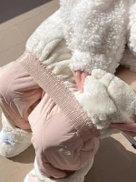 편안한 플리스 안감 와이드 레그 팬츠 여성 캐주얼 겨울 바지 핑크 하이웨이스트 스트레이트 컷 한국 스타일 출퇴근 패션 - 이미지 4