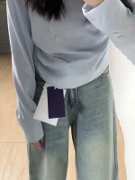 플러스 사이즈 여성용 가을 겨울 두꺼운 플리스 와이드 레그 진 하이 웨이스트 스트레이트 컷 캐주얼 코튼 데님 슬리밍 바지