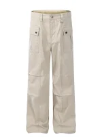 미국 레트로 멀티 포켓 작업 바지 남녀 여름 얇은 패션 스트레이트 레그 마이크로 플레어 슬림 워시드 캐주얼 바지 - 이미지 2