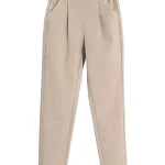 플러스 사이즈 여성용 울 하이웨이스트 슬림핏 당근 바지 루즈핏 밀색 하란 울 롱 팬츠 캐주얼 바지