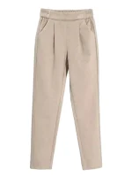 플러스 사이즈 여성용 울 하이웨이스트 슬림핏 당근 바지 루즈핏 밀색 하란 울 롱 팬츠 캐주얼 바지