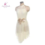 2026 새로운 아이보리 스판덱스 메쉬 롱 드레스 서정적 발레 드레스 댄스 의상 DF25136B - 이미지 4