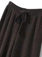 하이웨이스트 니트 울 와이드 레그 팬츠 롱 기장 드로스트링 스트레이트 캐주얼 루즈 슬리밍 가을 겨울 패션 여성용 - 이미지 2