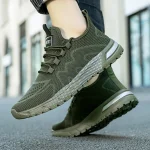 Oiaano 맨발 남성 스포츠 신발 메쉬 가볍고 통기성 좋은 레이스업 스니커즈 캐주얼 소프트 솔 레저 제로 드롭 아웃도어 작업 조깅용