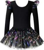 여자 댄스 투투 레오타드 발레 긴 소매 반짝 이는 스팽글 귀여운 댄스 드레스 - 이미지 3