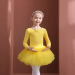 여자 발레 댄스 투투 드레스 키즈 짧은/긴 소매 Tulle Bowknot 스케이트 체조 크리스마스 생일 파티 Leotard Dancewear - 이미지 2