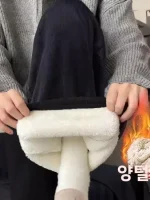 양털 벨벳 안감 두꺼운 와이드 레그 팬츠 여성용 루즈핏 코듀로이 캐주얼 바지 가을 겨울 플러스 사이즈 슬림핏 - 이미지 3