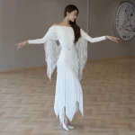 볼룸 댄스 드레스 여성 공연 의상 화이트 레이스 보트 넥 탑 스커트 연습 대회 의류 왈츠 드레스 BL17013 - 이미지 5