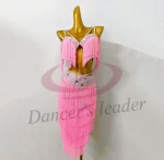 여성용 밸리 댄스 코스튬 라인석 대형 렌즈 서스펜더 탱고 삼바 공연 원피스, 하이 엔드 커스텀 레드 태슬 - 이미지 4
