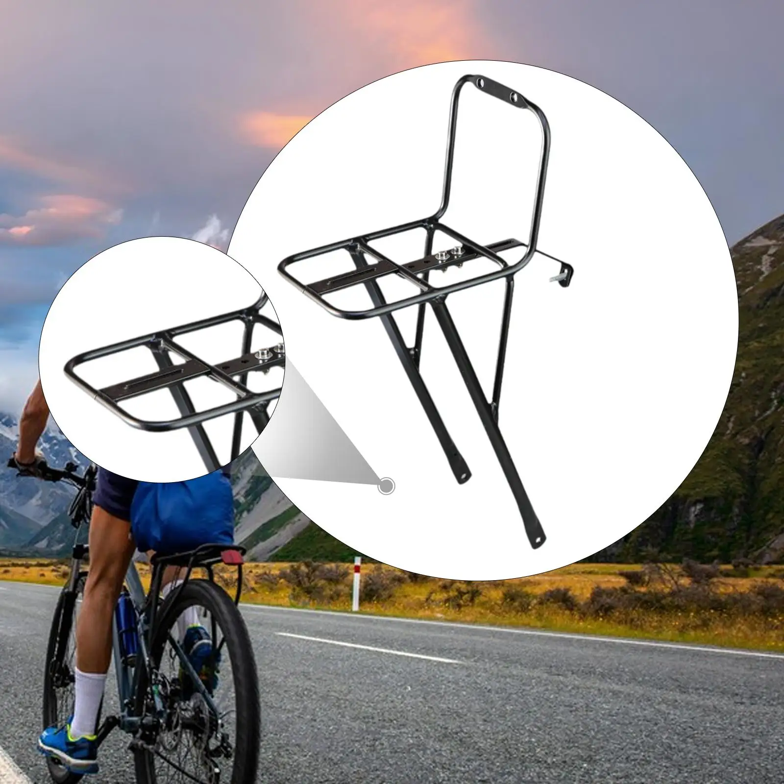 Silver Aluminum Alloy Bike Front Carrier Rack Foldable Luggage Holder for Bicycle Commuting and Cargo