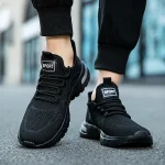 Oiaano 맨발 남성 스포츠 신발 메쉬 가볍고 통기성 좋은 레이스업 스니커즈 캐주얼 소프트 솔 레저 제로 드롭 아웃도어 작업 조깅용 - 이미지 3