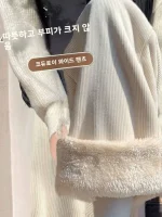 양털 벨벳 안감 두꺼운 와이드 레그 팬츠 여성용 루즈핏 코듀로이 캐주얼 바지 가을 겨울 플러스 사이즈 슬림핏 - 이미지 5