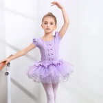 여자 발레 댄스 투투 드레스 어린이 어린이 짧은/긴 소매 Tulle Bowknot 체조 레오타드 발레 코어 생일 파티 착용 - 이미지 3